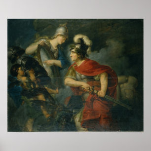 Minerva, der ihr Neid im Polierschild zeigt Poster