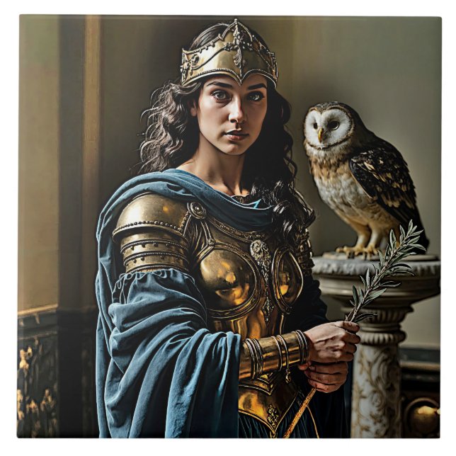 Minervas stille Vigil - römische Göttin Fliese (Vorderseite)