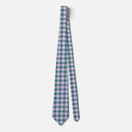 Ming and Melanie Plaid Blue Pink Neck Tie Krawatte