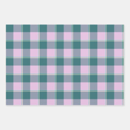 Ming and Melanie Plaid Pink Green Geschenkpapier Set