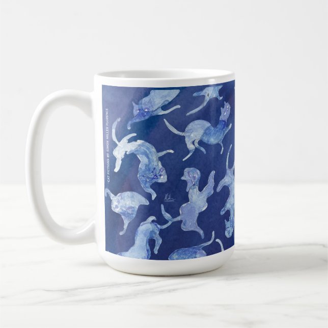 Ming Deep Blue Celestial Cats Ceramic Mug | Revers Kaffeetasse (Links)