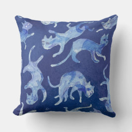 Ming Floating Cats Cushion 20" - Reverse Blue &  Kissen
