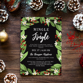 Minge Jingle Floral Red Berries Weihnachtsfest Par Einladung