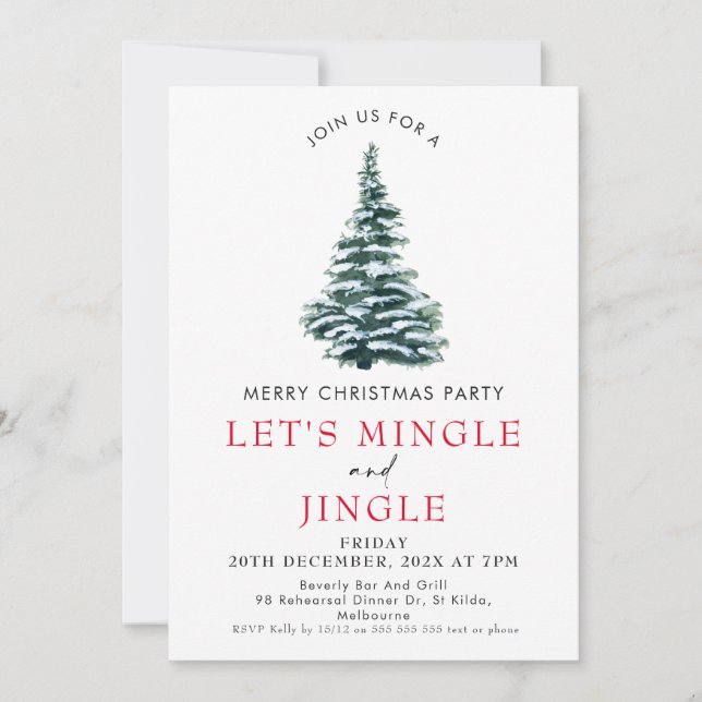 Mingle Jingle Christmas Tree Christmas Party  Einladung (Vorderseite)