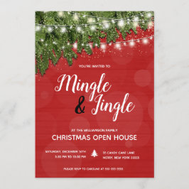Mingle Jingle Pine Twinkle Lights Christmas Party Einladung