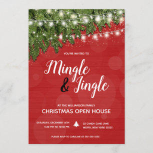 Mingle Jingle Pine Twinkle Lights Christmas Party Einladung