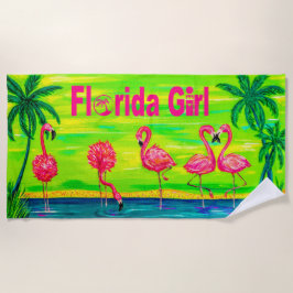 Mingling Flamingos Florida Girl Beach Handtuch