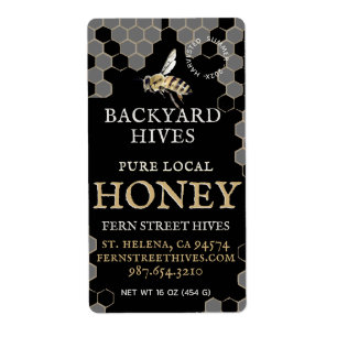 Mini 2"x 3,75" Backyard Honey Label mit Biene