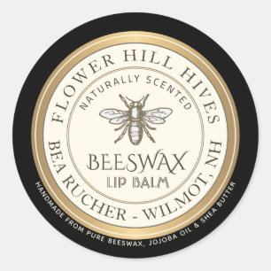Mini Apiary Heraldic Bee Lip Balm oder Candle Labe Runder Aufkleber