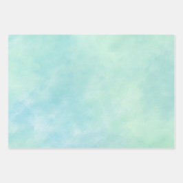 Mini Aqua Blue Gefärbte Krawatte Wasserfarbe Geschenkpapier Set