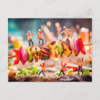 Mini-Arbeiter mit Shashlik-Spieß