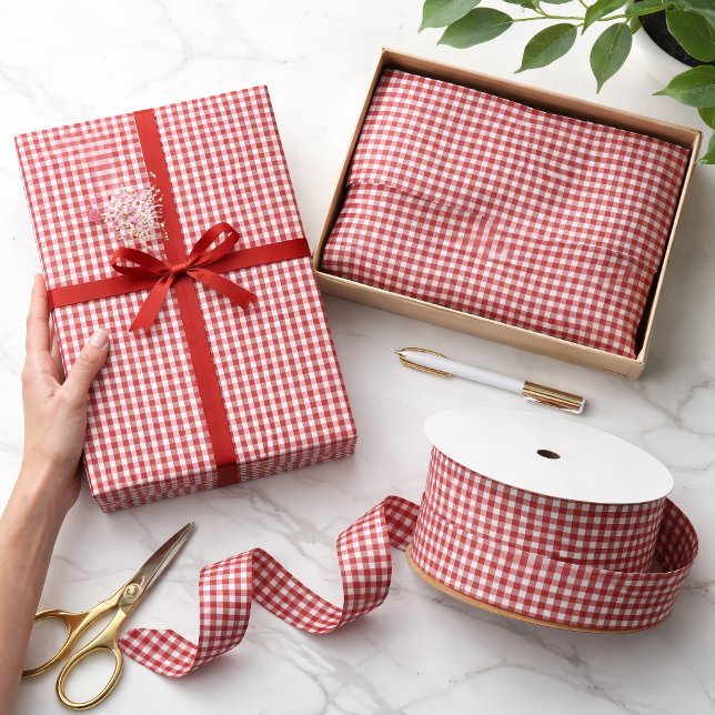 Mini-Aurora-Rot-Gingham-Karomuster Seidenpapier (Mini Aurora Red Gingham Check Pattern Set )