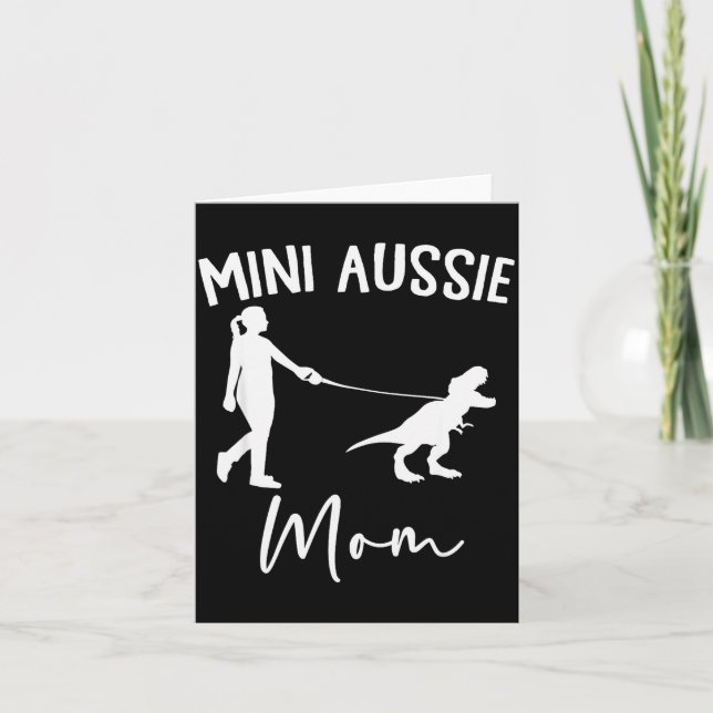 Mini Aussie Mutter Australian Shepherd Hund Dinosa Karte (Vorderseite)