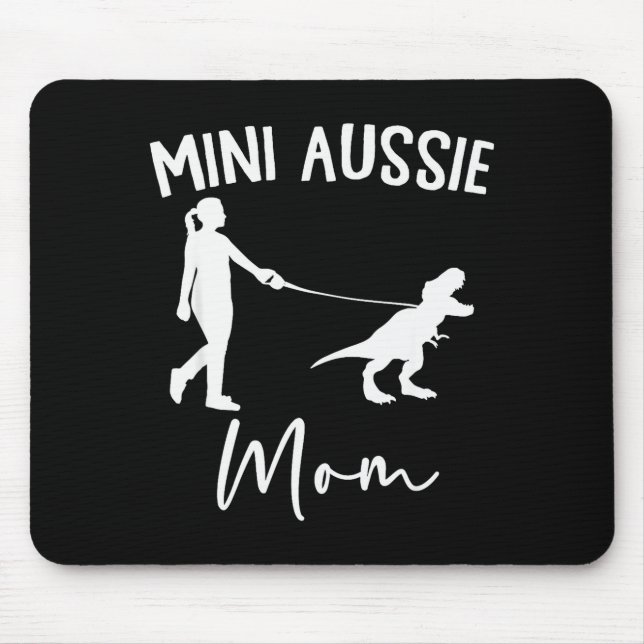 Mini Aussie Mutter Australian Shepherd Hund Dinosa Mousepad (Vorne)