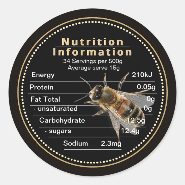 Mini Australia Honey Nutrition Information Bee Runder Aufkleber (Vorderseite)