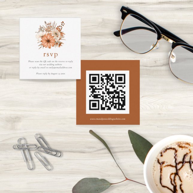 Mini Autumn Florals QR Code Wedding Online UAWG Begleitkarte (Von Creator hochgeladen)