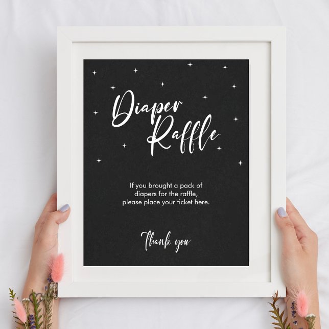 Mini-Baby-Duschspiele Windeln Raffle-Zeichen Poster (Minimal Baby Shower Games Diaper Raffle Sign)