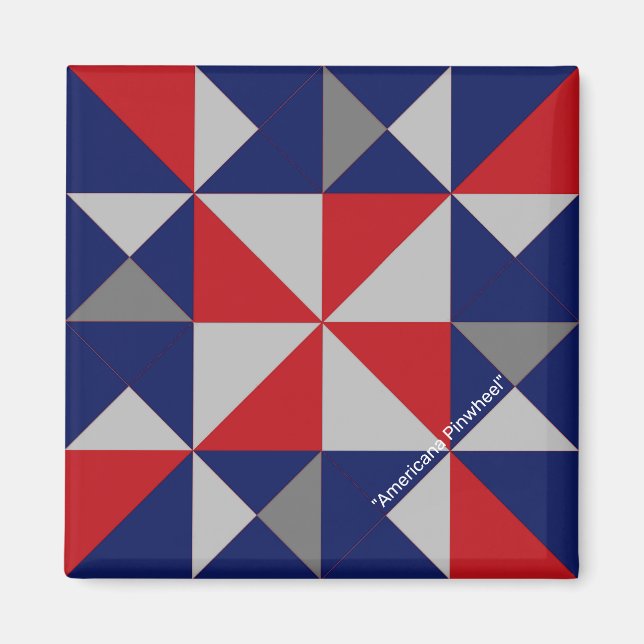 Mini Barn Quilt Americana Pinwheel Magnet (Vorne)