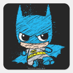Mini Batman Sketch Quadratischer Aufkleber