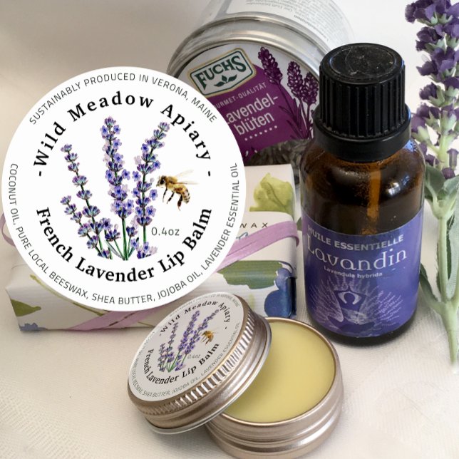 Mini BeesWachs Lip Balm Container Lid Label Lavend Runder Aufkleber (Von Creator hochgeladen)