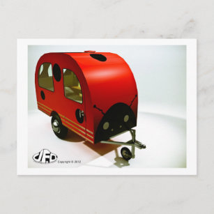 Mini Bike Camper Ladybug Art Postkarte