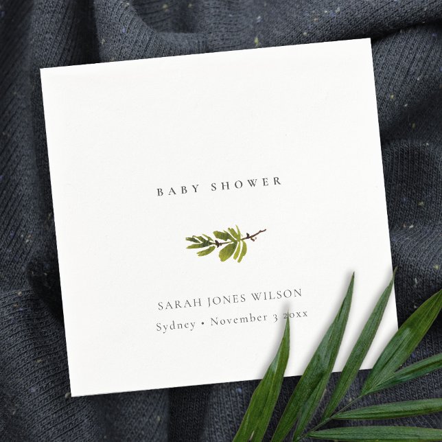 Mini Black & White Pine Branch Baby Dusche Serviette (Von Creator hochgeladen)