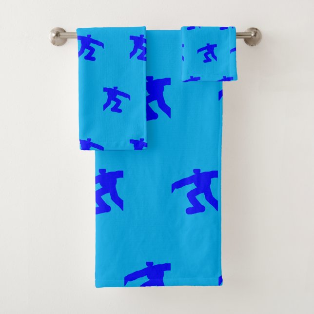 Mini Blaue Laufende Männer Blau  Badhandtuch Set (Insitu)