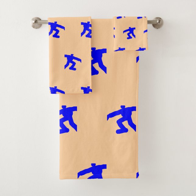 Mini Blaue Laufende Männer Melone  Badhandtuch Set (Insitu)