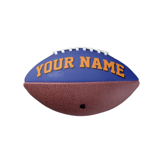 Mini-BLAUE UND ORANGE Personalisiert Football (Gedreht 270)