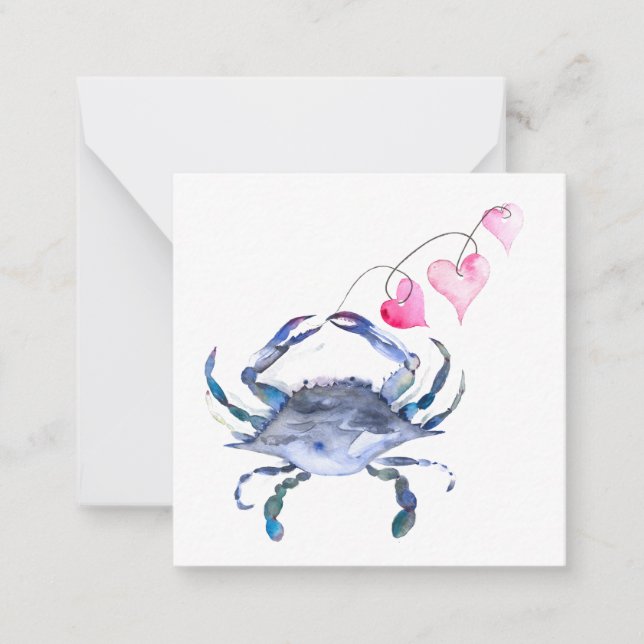 Mini Blue Crabs Valentinstag Cards Mitteilungskarte (Vorderseite)