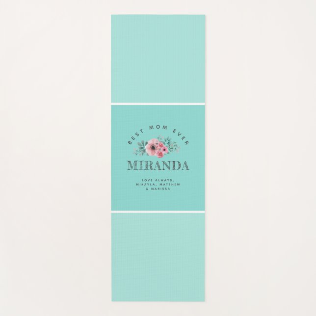 Mini Blue Monogram Beste Mama je Personalisiert Yogamatte (Vorderseite)