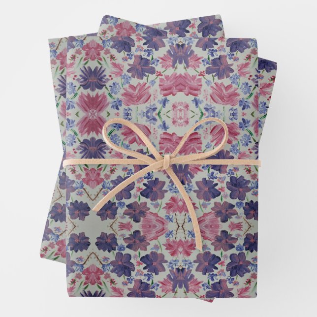 Mini Blue Moon Floral Wrapping Paper Geschenkpapier Set (Beispiel)