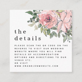 MINI Blush Florals QR Code Wedding Details Begleitkarte