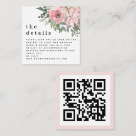 MINI Blush Florals QR Code Wedding Details Begleitkarte