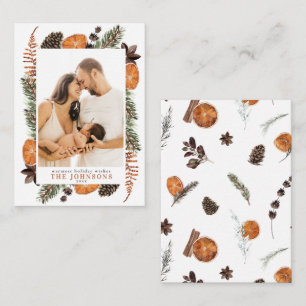 Mini Boho Rustic Orange Foto Weihnachtsskript Mitteilungskarte