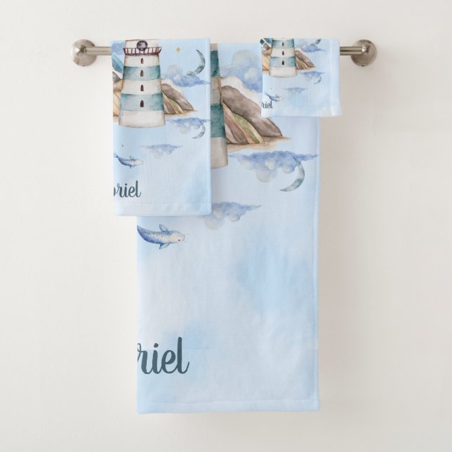 Mini-Boss-Schiff im Ozean individuell anpassbar Badhandtuch Set (Insitu)