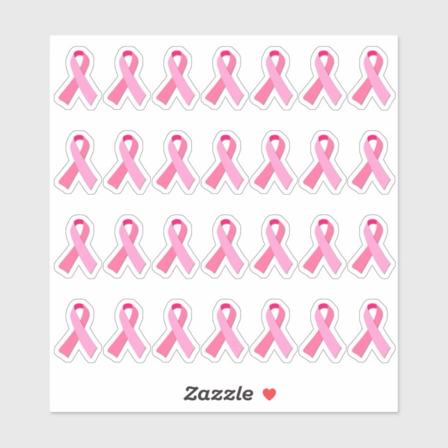Mini Breast Cancer Awareness Pink Ribbon X 28 Aufkleber (Blatt)