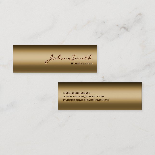 Mini Bronze Metal Bookkeeper Business Card Mini Visitenkarte (Vorne/Hinten)