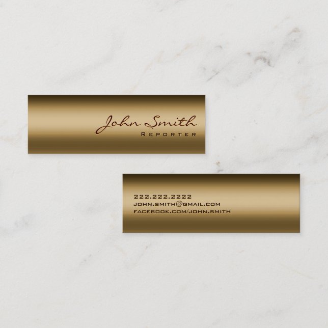 Mini Bronze Metal Reporter Business Card Visitenkarte (Vorne/Hinten)
