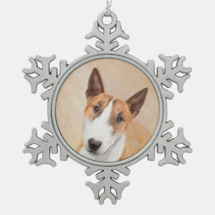 Mini-Bull-Terrier-Malerei - Niedliches Original Do Schneeflocken Zinn-Ornament