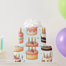 Mini Cake and Candle Wrapping Paper 30x15