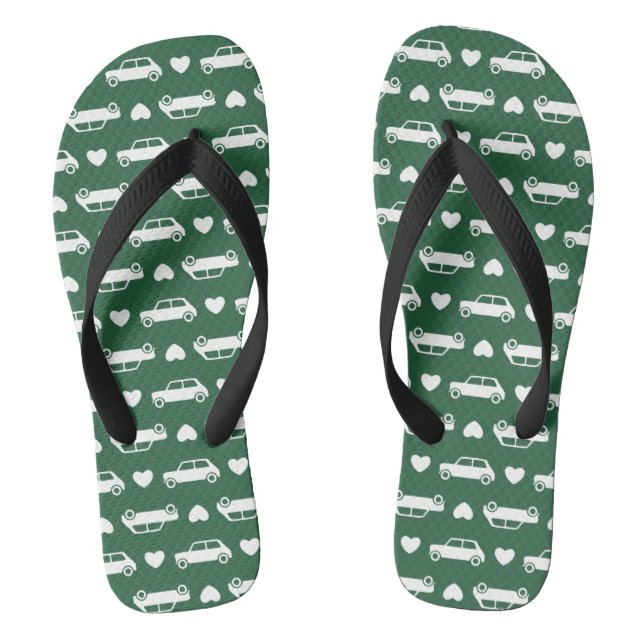 Mini Car Hearts Green Flip Flops (Fußbett)
