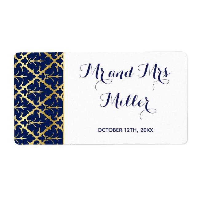 Mini-Champagner-Flaschenlabel blaues Gold (Vorne)