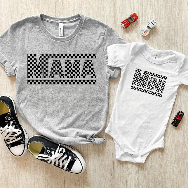 Mini Checkered Bodysuit, passend zu Mama Baby Strampler (Mama Mini Matching checkered shirts like Vans)