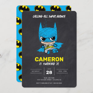 Mini Classic Batman Chalkboard Geburtstag Einladung