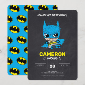Mini Classic Batman Chalkboard Geburtstag Einladung