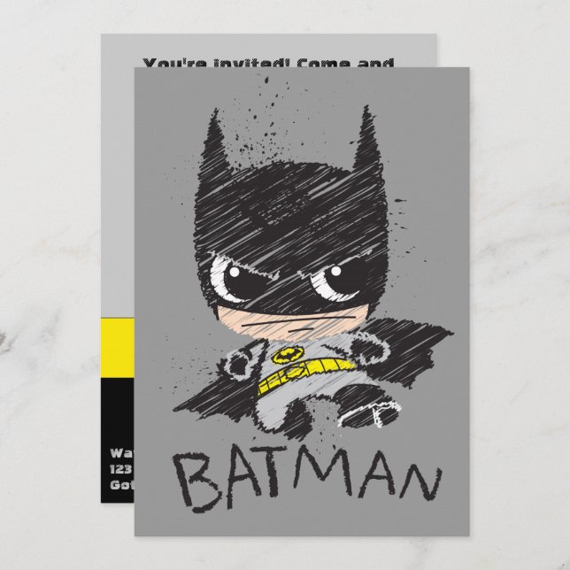 Mini Classic Batman Sketch Einladung (Vorne/Hinten)