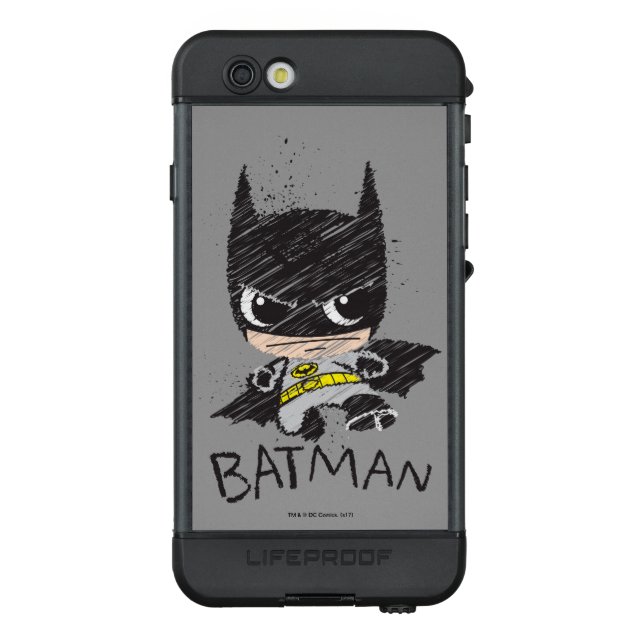 Mini Classic Batman Sketch LifeProof iPhone Hülle (Rückseite)