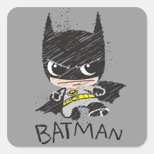 Mini Classic Batman Sketch Quadratischer Aufkleber (Vorderseite)