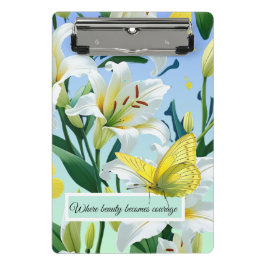 Mini Clip Board Gelbe Butterfly Weiße Liege Klemmbrett